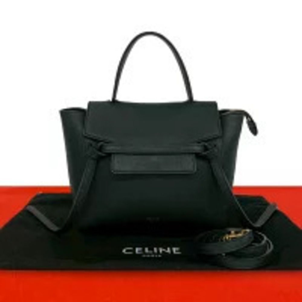 Celine Belt Body Waist Crossbody Leather Shoulder Handbag Black 997 6